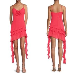 NWT Gianni Bini Belle Rosette Sweetheart Neck Sleeveless Ruffle Chiffon Dress
